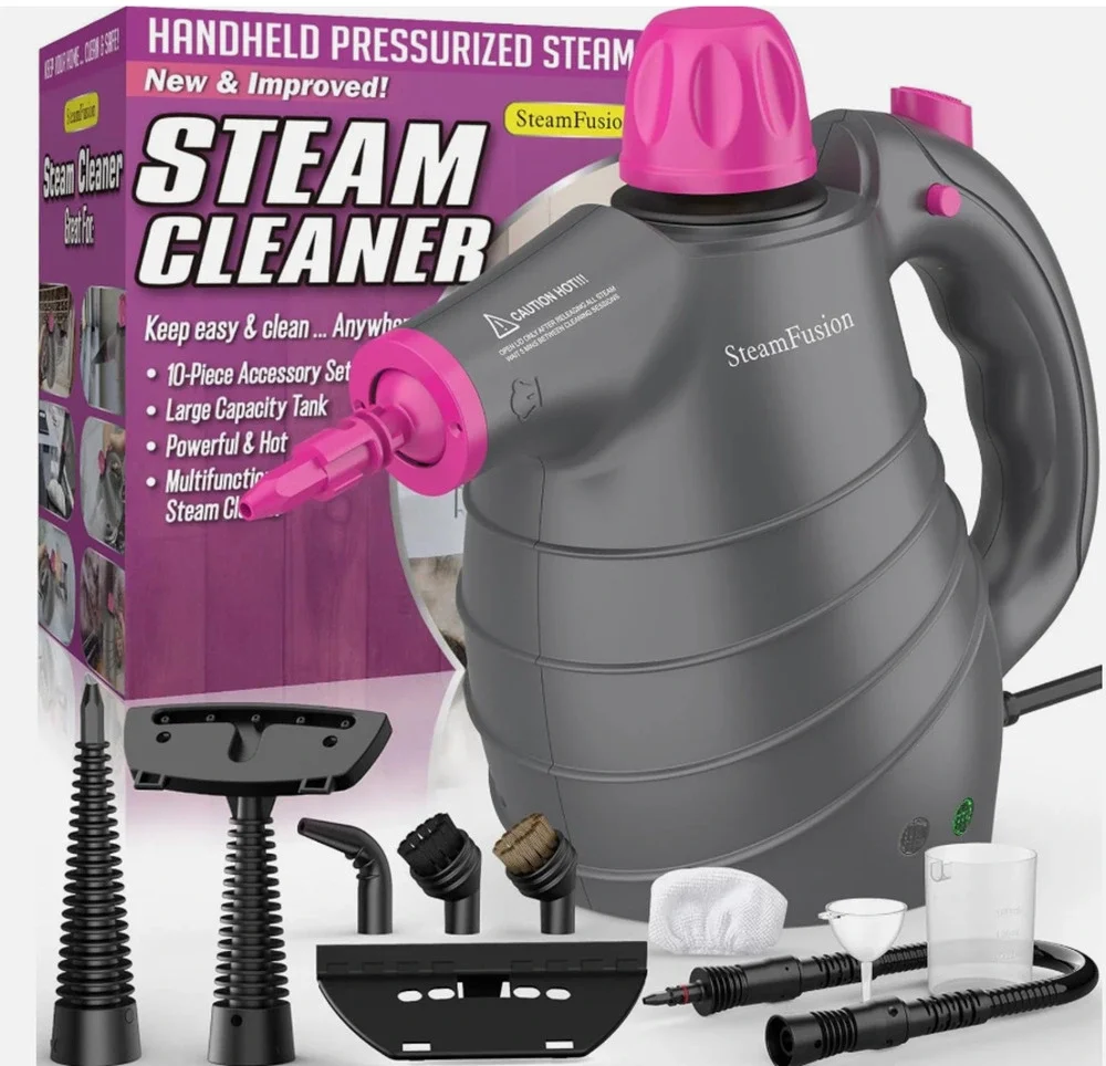 Pressurized Handheld Steam Cleaner with 10Pcs Accessories&Safety Lock, Multi-Pur